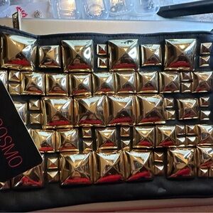 Gold Studded Black Clutch